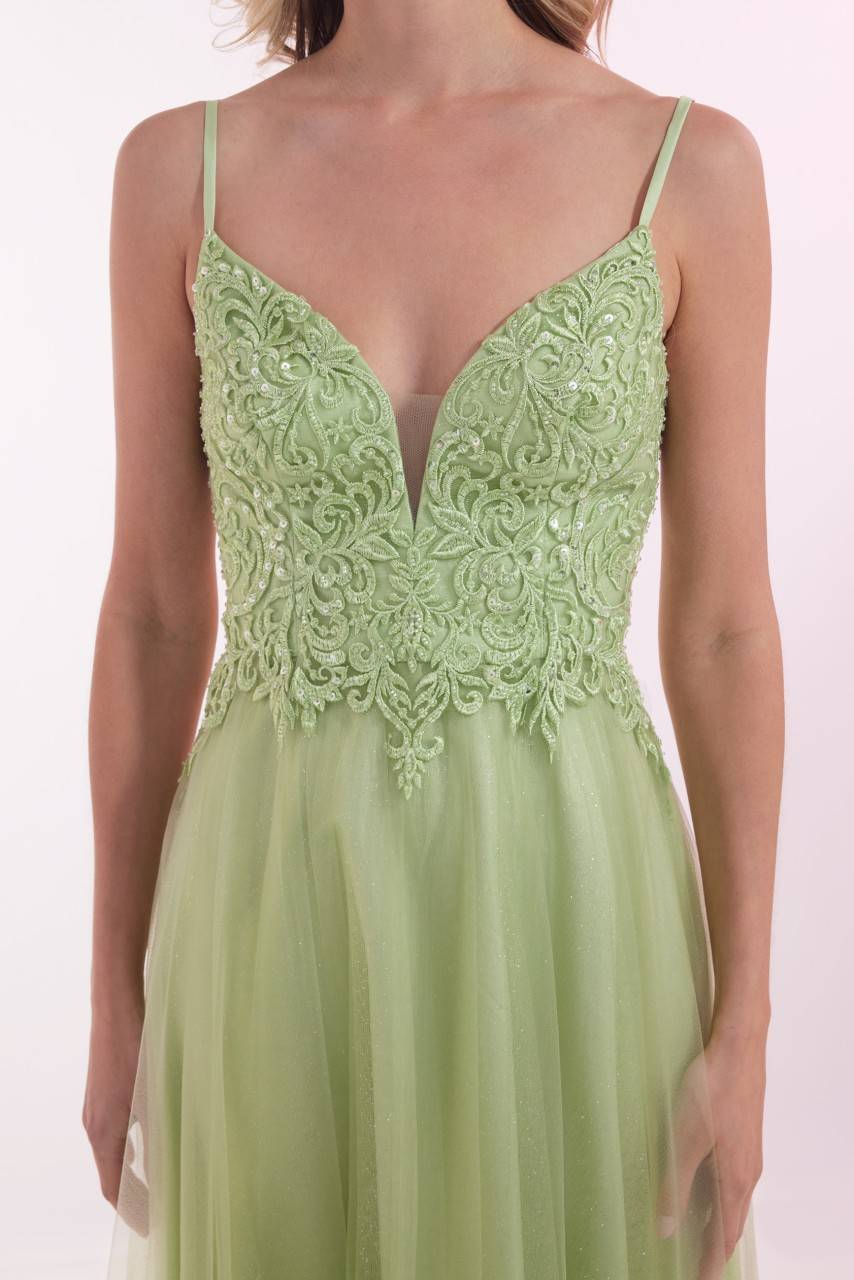 Laona NOBLE TULLE DRESS Besticktes Maxikleid mit V-Ausschnitt und Tüll-Einsatz Letzte 2 Tage