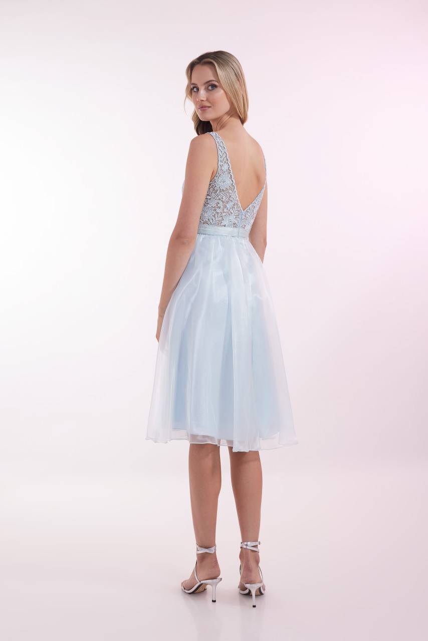 Laona SILKY SHINE DRESS Besticktes Midikleid mit V-Ausschnitt und Taillengürtel Clearance-Verkauf