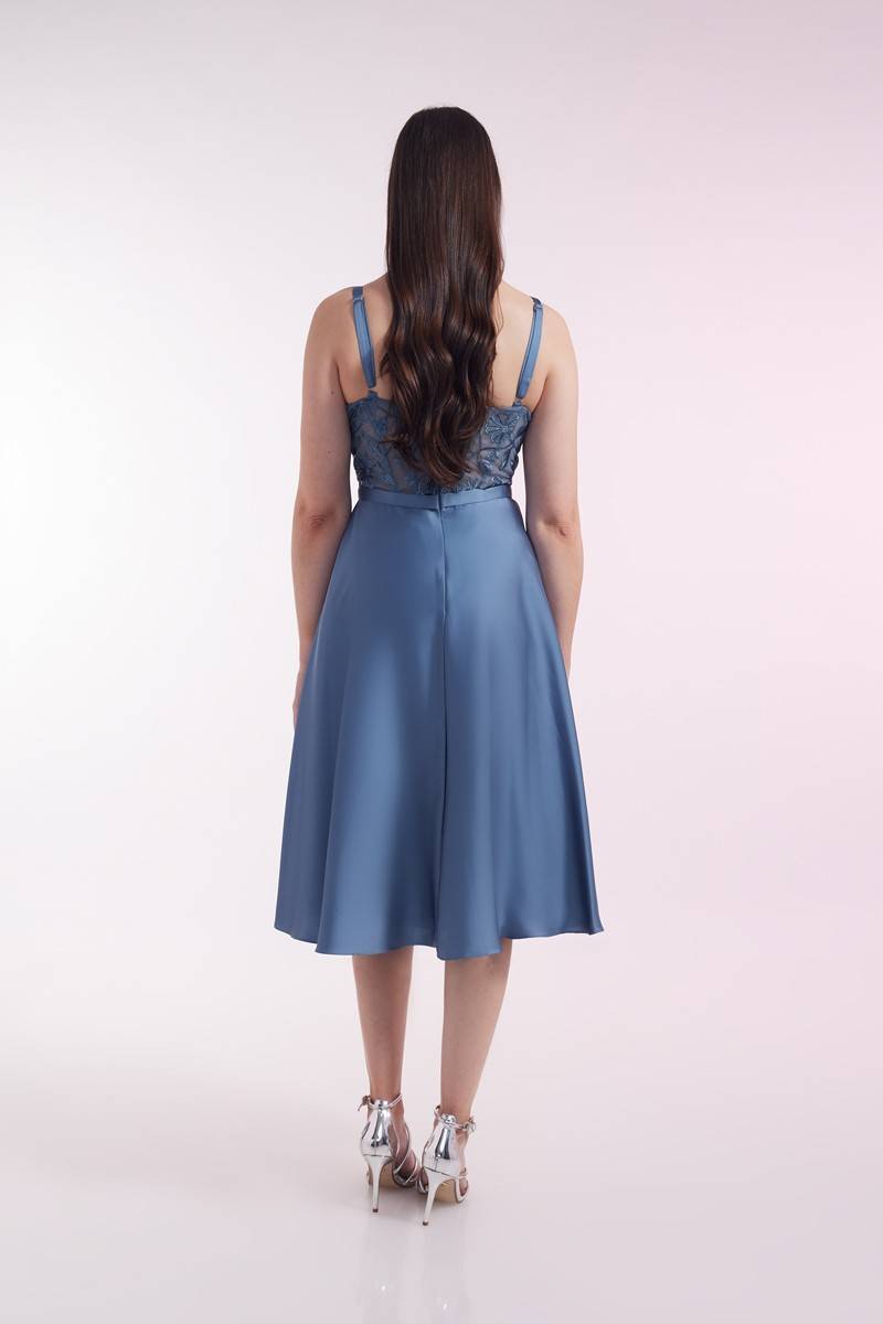 Laona PORTRAIT OF A LADY DRESS Besticktes Midikleid aus Satin Fabrikverkauf