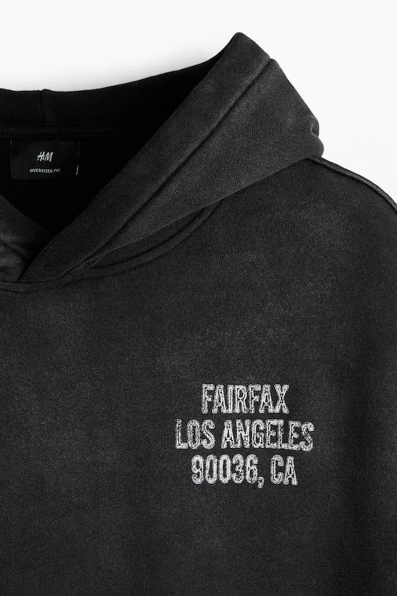 HM Bedruckter Hoodie in Oversized Fit Letzter Tag