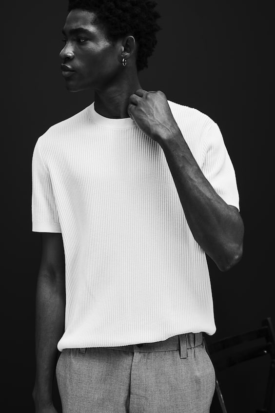 HM T-Shirt in Rippstrick Regular Fit Bis zu 55% Rabatt