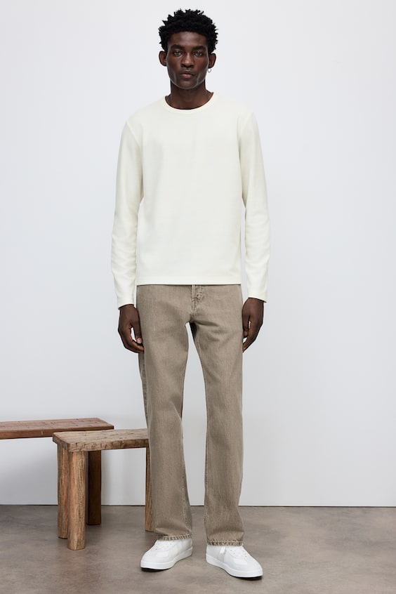HM Langarmshirt mit Waffelstruktur in Regular Fit 50% Rabatt mit kostenlosem Versand