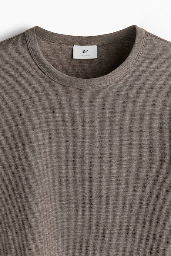 HM Langarmshirt mit Waffelstruktur in Regular Fit im Angebot