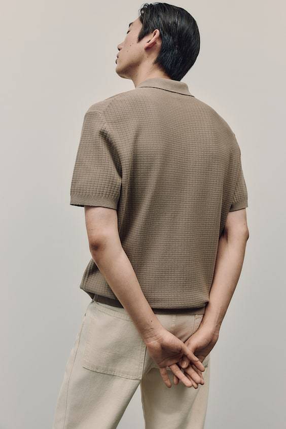 HM Poloshirt mit Struktur in Regular Fit Fabrikverkauf