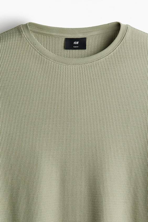 HM Shirt aus Waffeljersey in Slim Fit Fabrik Onlineshop
