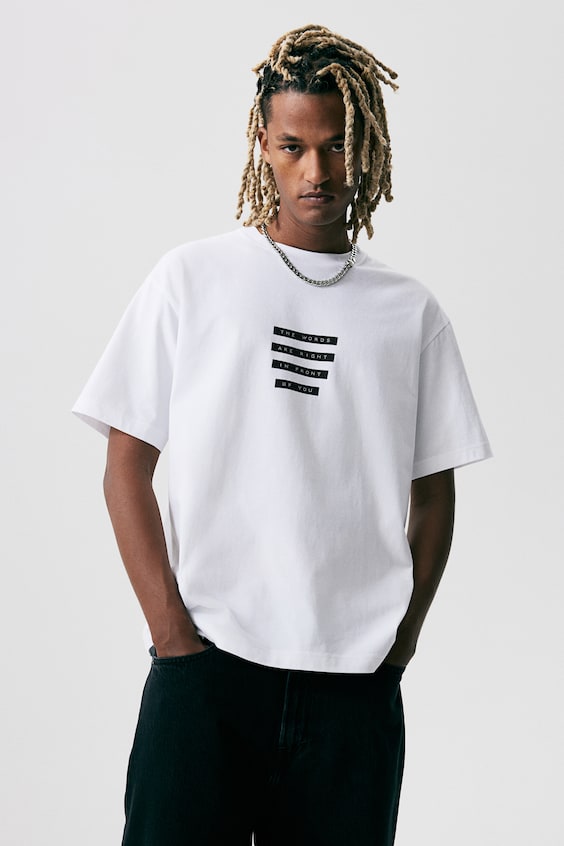 HM Bedrucktes T-Shirt in Loose Fit Weihnachtsangebot