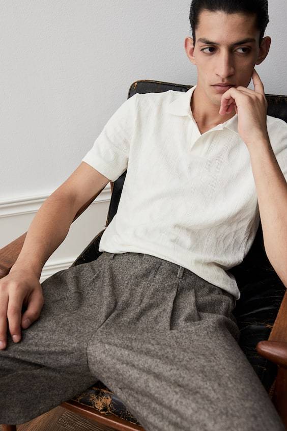 HM Strukturiertes Poloshirt in Slim Fit Clearance-Verkauf