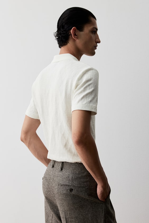 HM Strukturiertes Poloshirt in Slim Fit Clearance-Verkauf