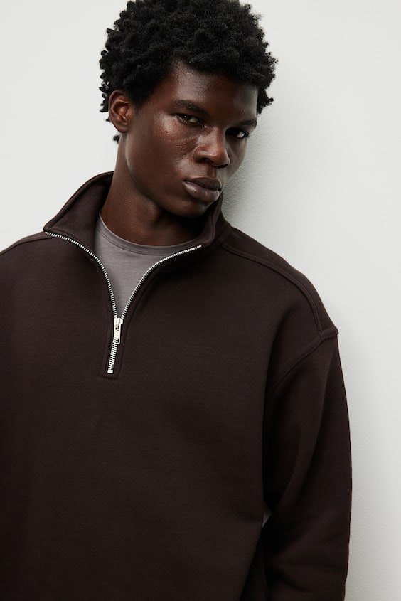 HM Sweatshirt mit Zipper in Loose Fit Kostenloser Versand international
