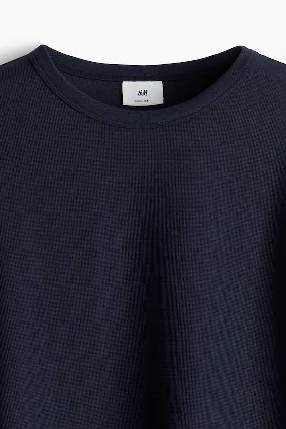 HM Langarmshirt mit Waffelstruktur in Regular Fit Sonderangebot