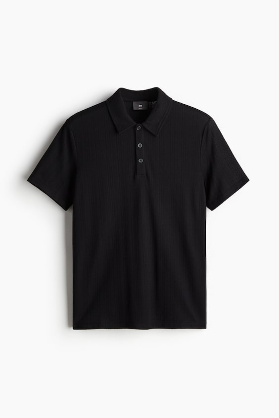 HM Poloshirt aus Strukturjersey in Slim Fit Exklusivangebot