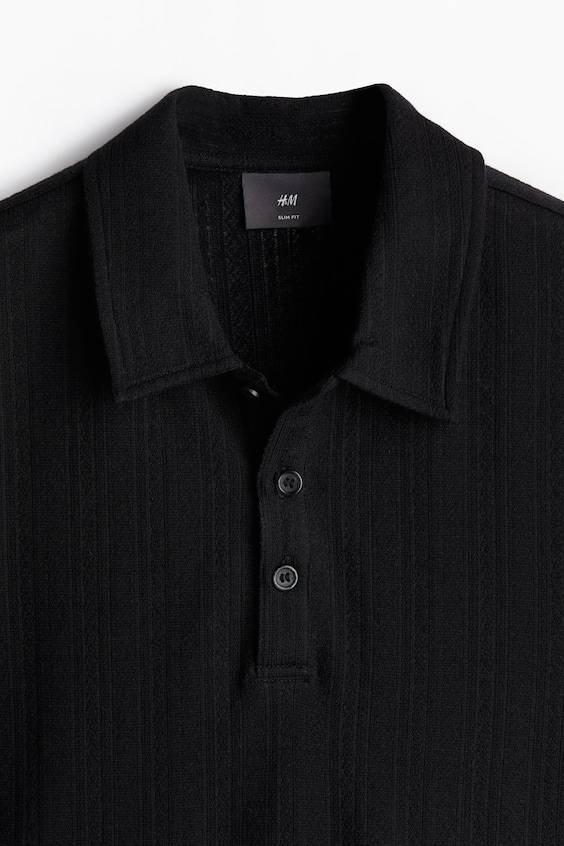 HM Poloshirt aus Strukturjersey in Slim Fit Exklusivangebot