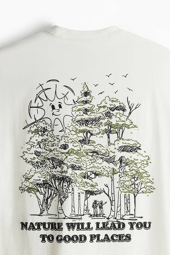 HM Bedrucktes T-Shirt in Loose Fit Cyber Monday