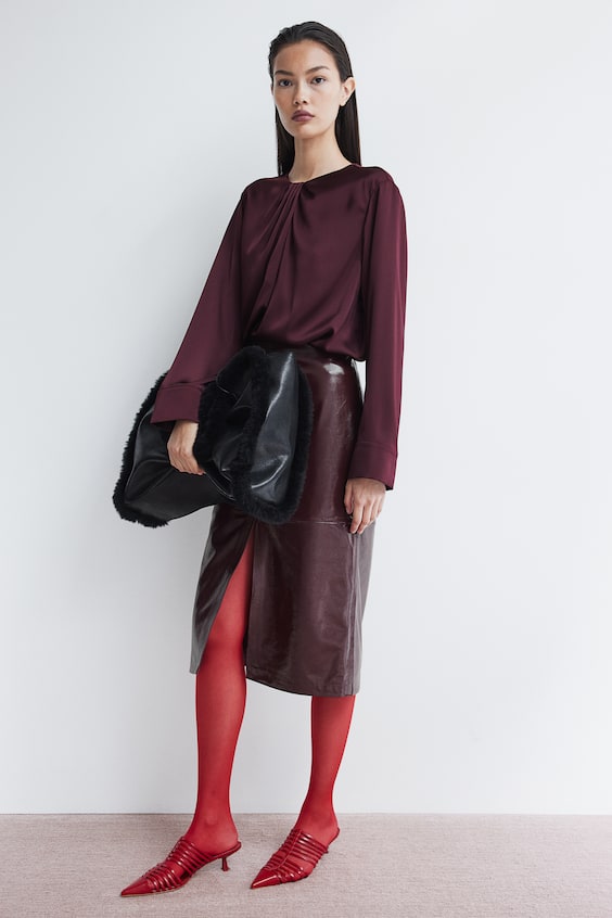HM Satinbluse mit Faltendetail 50% Rabatt mit kostenlosem Versand