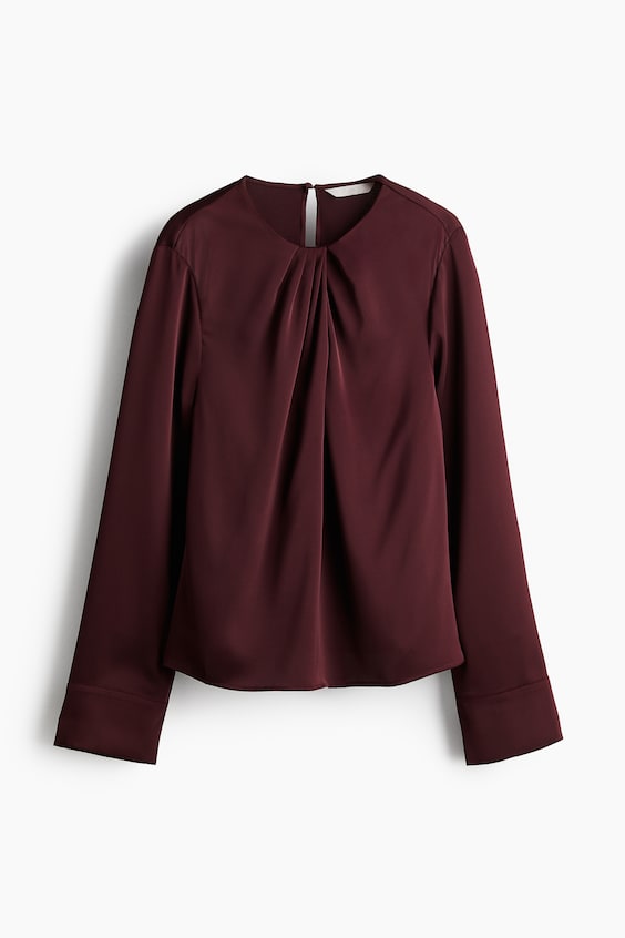 HM Satinbluse mit Faltendetail 50% Rabatt mit kostenlosem Versand