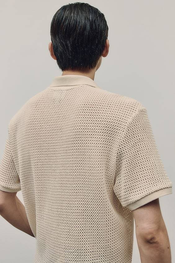HM Poloshirt im Häkellook in Regular Fit Limitierter Zeitrabatt