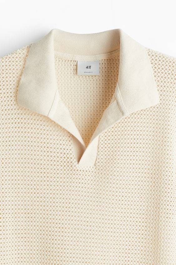 HM Poloshirt im Häkellook in Regular Fit Limitierter Zeitrabatt