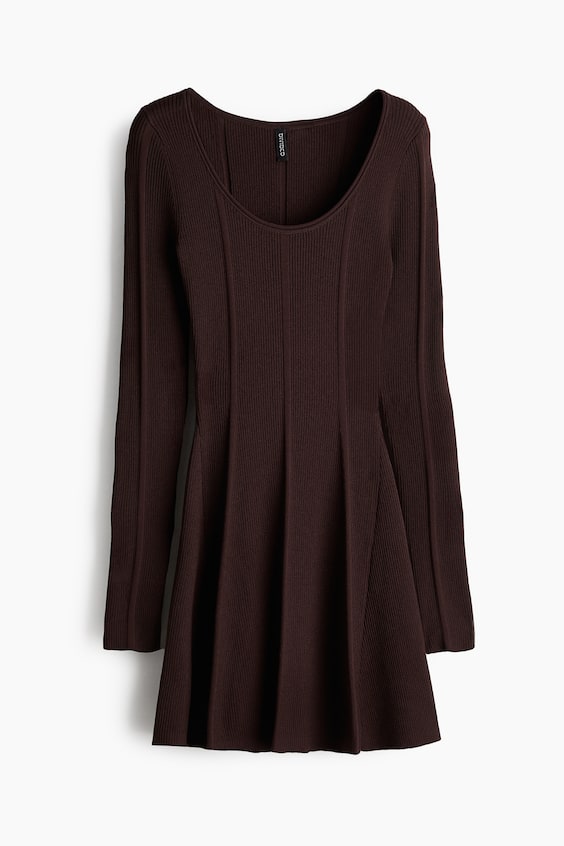 HM Flared-skirt rib-knit mini dress Zeitlich begrenztes Angebot