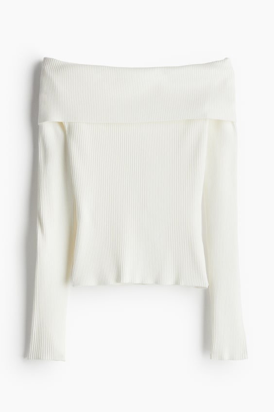 HM Schulterfreies Shirt in Rippstrick Räumungsverkauf