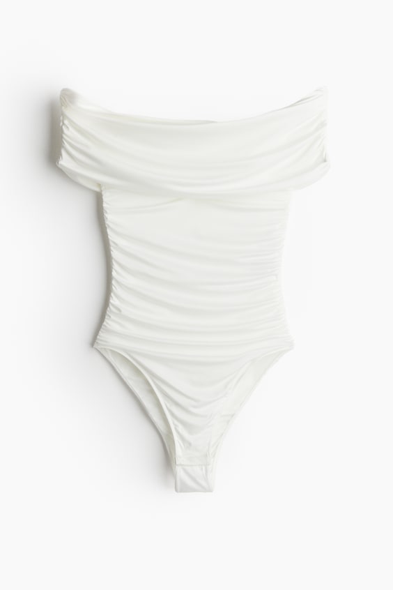 HM Schulterfreier Body mit Raffungen Clearance-Verkauf