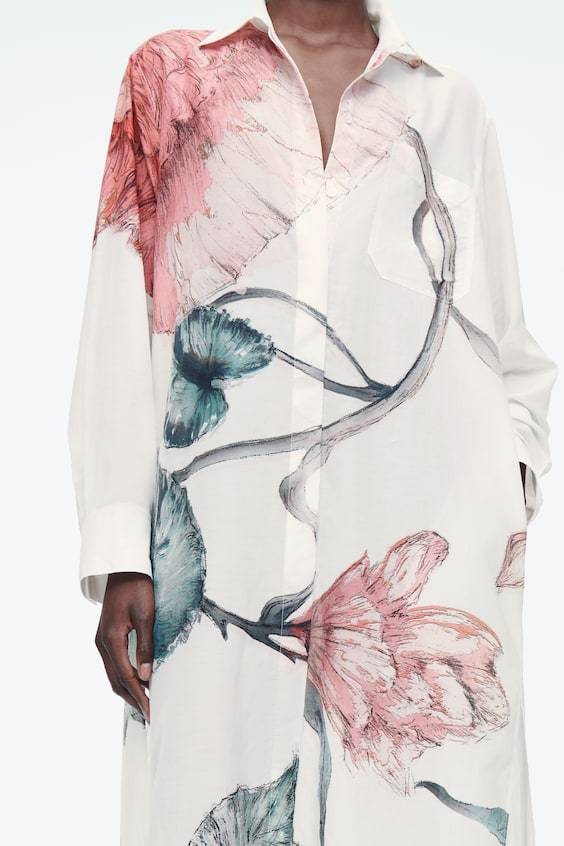 HM OVERSIZED-HEMDBLUSENKLEID MIT BLUMEN-PRINT im Angebot