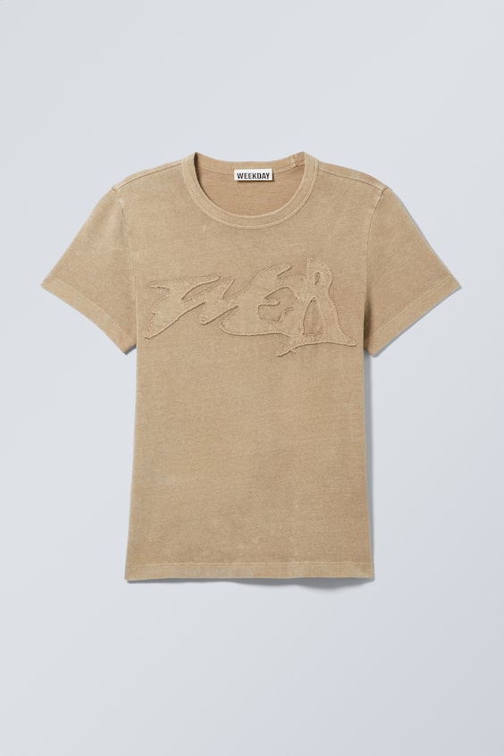 HM Körperbetontes T-Shirt mit Aufdruck Fabrikverkauf