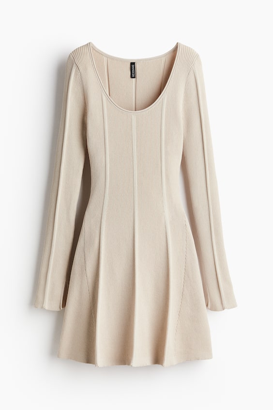 HM Flared-skirt rib-knit mini dress Top Angebot