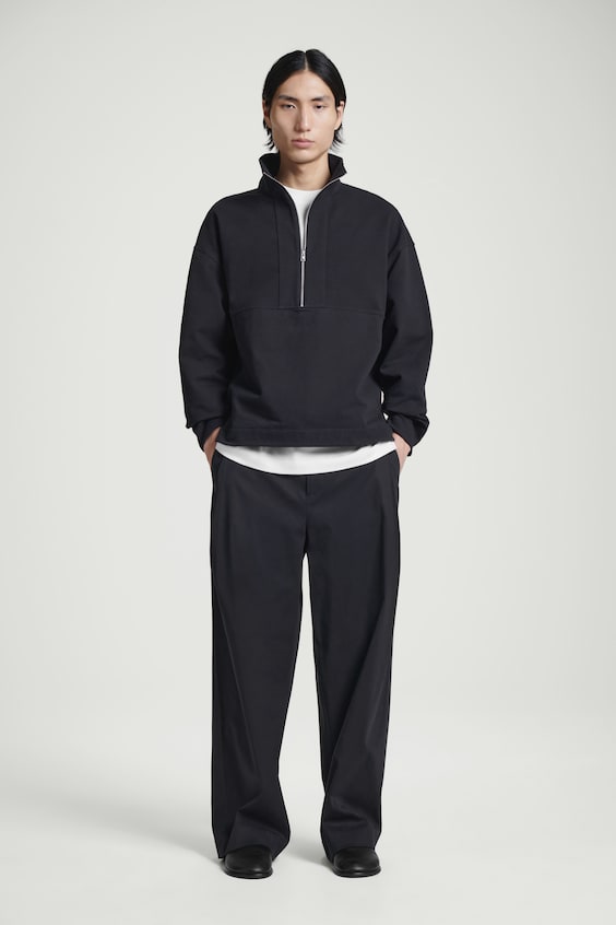 HM SWEATSHIRT AUS TWILL MIT KURZEM REISSVERSCHLUSS 50% Rabatt mit kostenlosem Versand