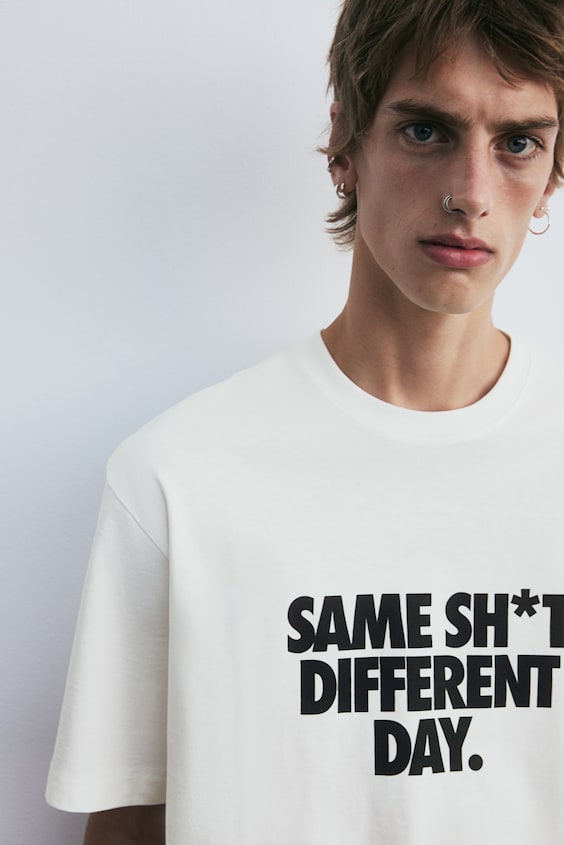 HM Bedrucktes T-Shirt in Loose Fit Sonderangebot