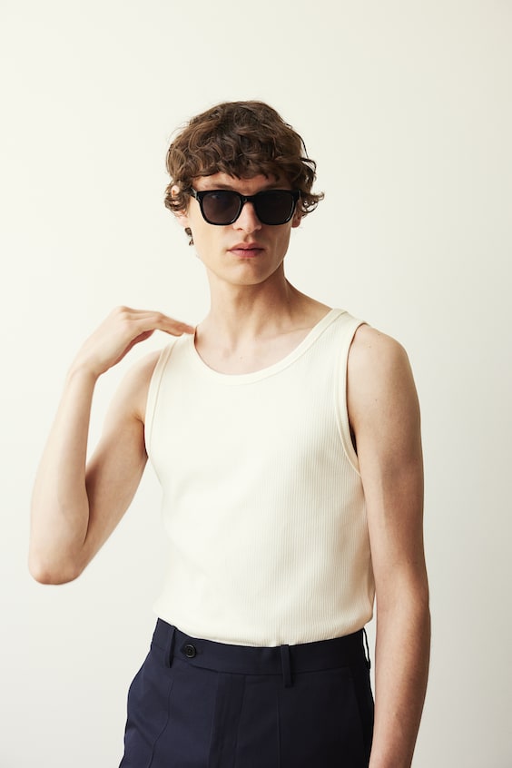 HM Geripptes Tanktop in Slim Fit Flash Sale