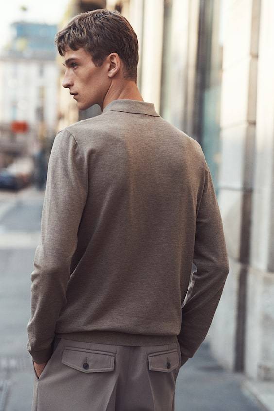 HM Feinstrick-Poloshirt in Slim Fit Letzter Tag