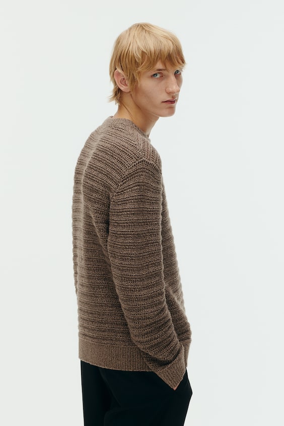 HM Pointellestrick-Pullover aus Wollmix Regular Fit Bis zu 55% Rabatt