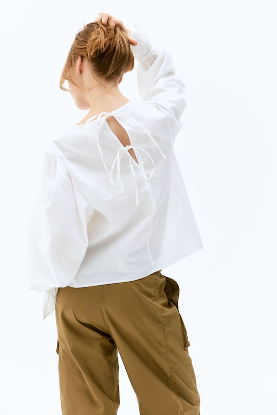 HM Baumwollbluse mit Bindedetail Sonderangebot