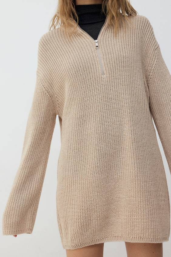 HM Schwerstrickpullover mit kurzem Zipper Versandkostenfrei