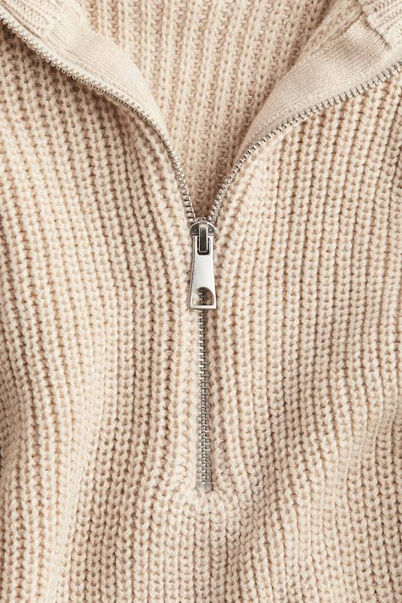 HM Schwerstrickpullover mit kurzem Zipper Versandkostenfrei