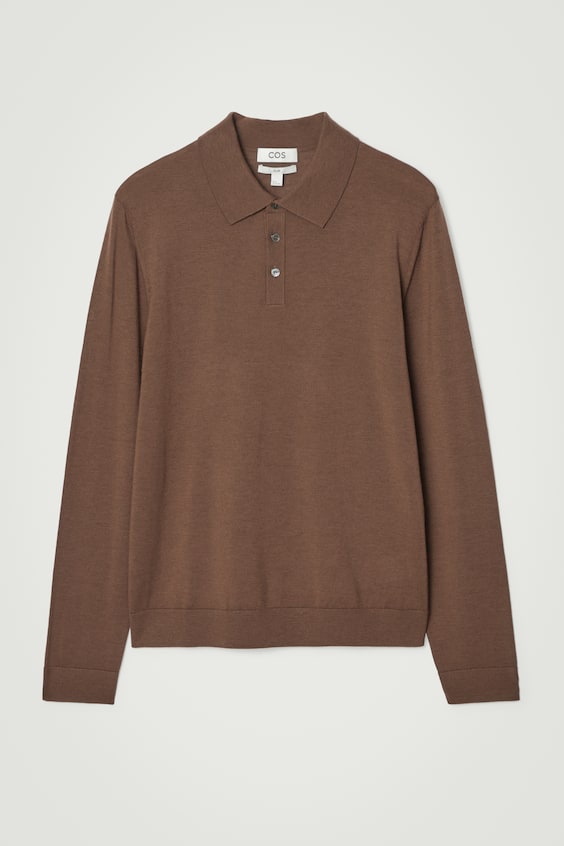 HM SCHMAL GESCHNITTENES POLOSHIRT AUS MERINOWOLLE Blitzangebot