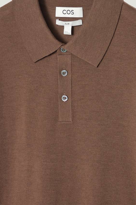 HM SCHMAL GESCHNITTENES POLOSHIRT AUS MERINOWOLLE Blitzangebot