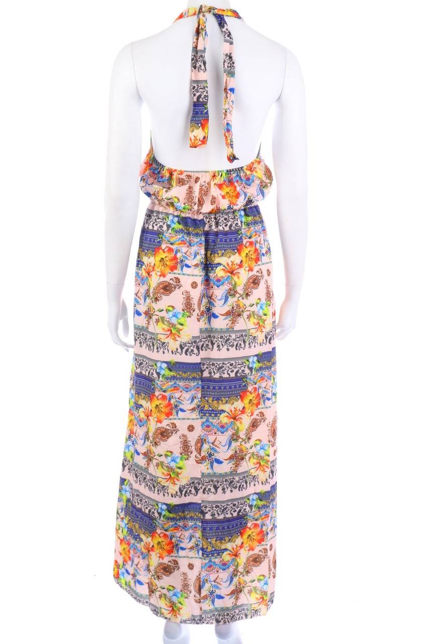 Carou Ohne Label Neckholder-Maxi-Kleid mit Blumen-Print Riesige Rabatte