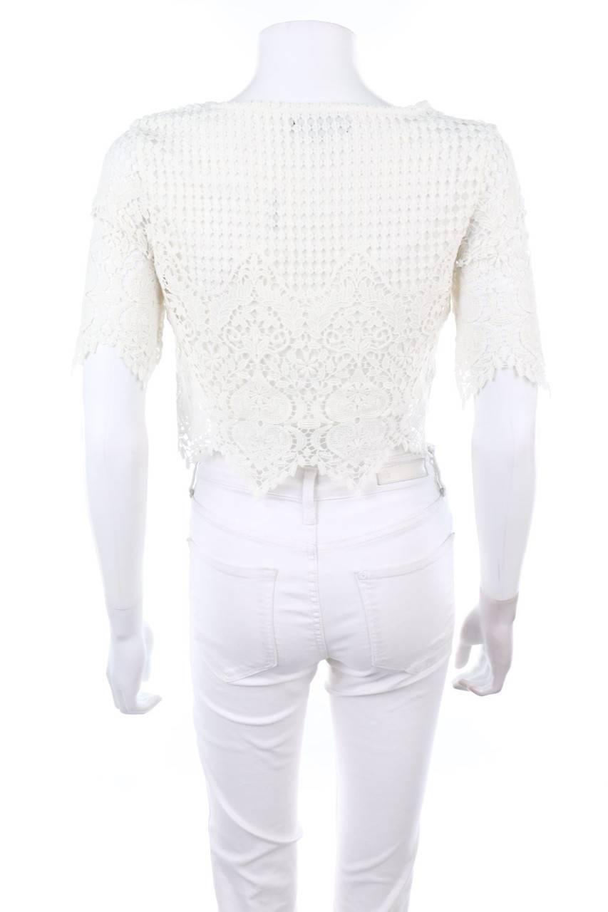 Carou NEW LOOK Cropped-Kurzarm-Bluse aus Spitze Zeitlich begrenztes Angebot