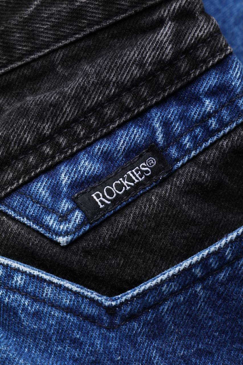 Carou ROCKIES Raw Denim Straight Cut Jeans mit Logo-Patch Riesige Rabatte