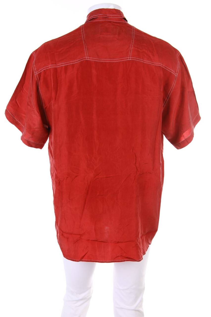 Carou VINTAGE Kurzarm-Hemd Casual uni aus Seide mit aufgesetzten Taschen Fabrikladen