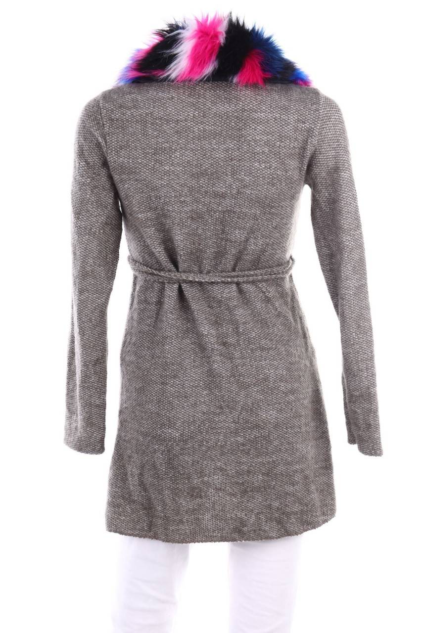 Carou Ohne Label Wickel-Cardigan mit Fake Fur-Besatz Bis zu 60% Rabatt