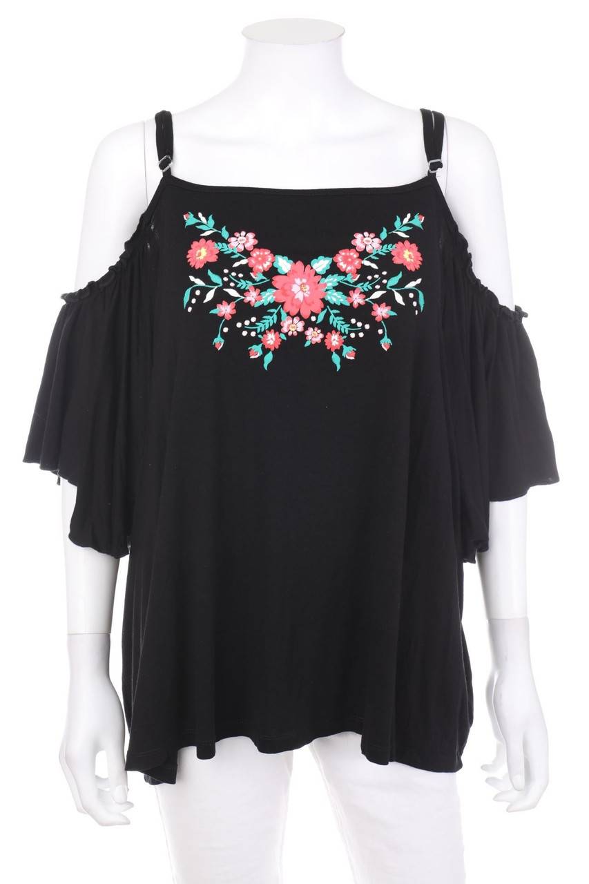Carou RAINBOW Cold-Shoulder-Bluse mit Blumen-Print Günstiger Verkauf