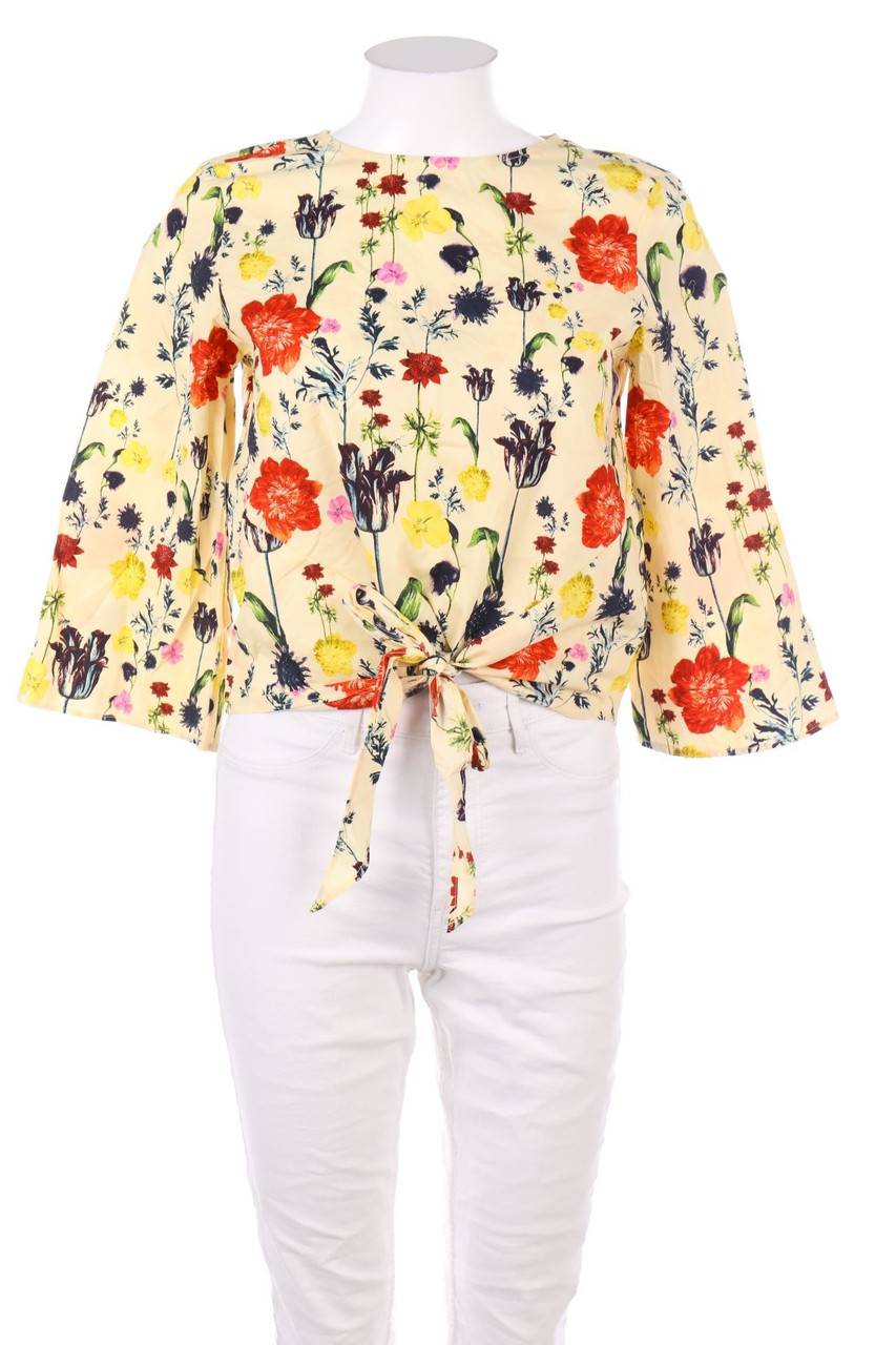 Carou H&M Bluse mit Blumen-Print zum Knoten Verkauf