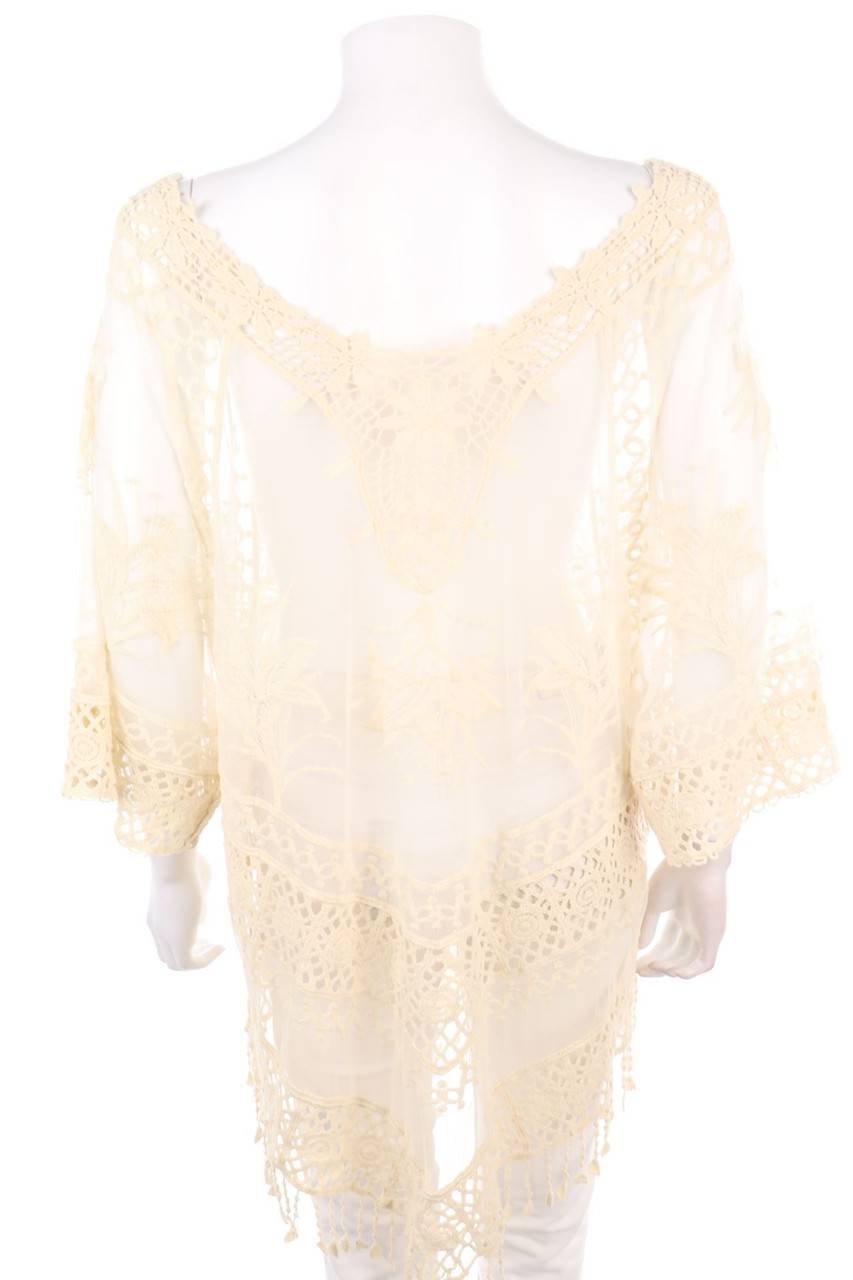 Carou Ohne Label Tunika-Bluse aus Spitze mit Fransen Sonderangebot