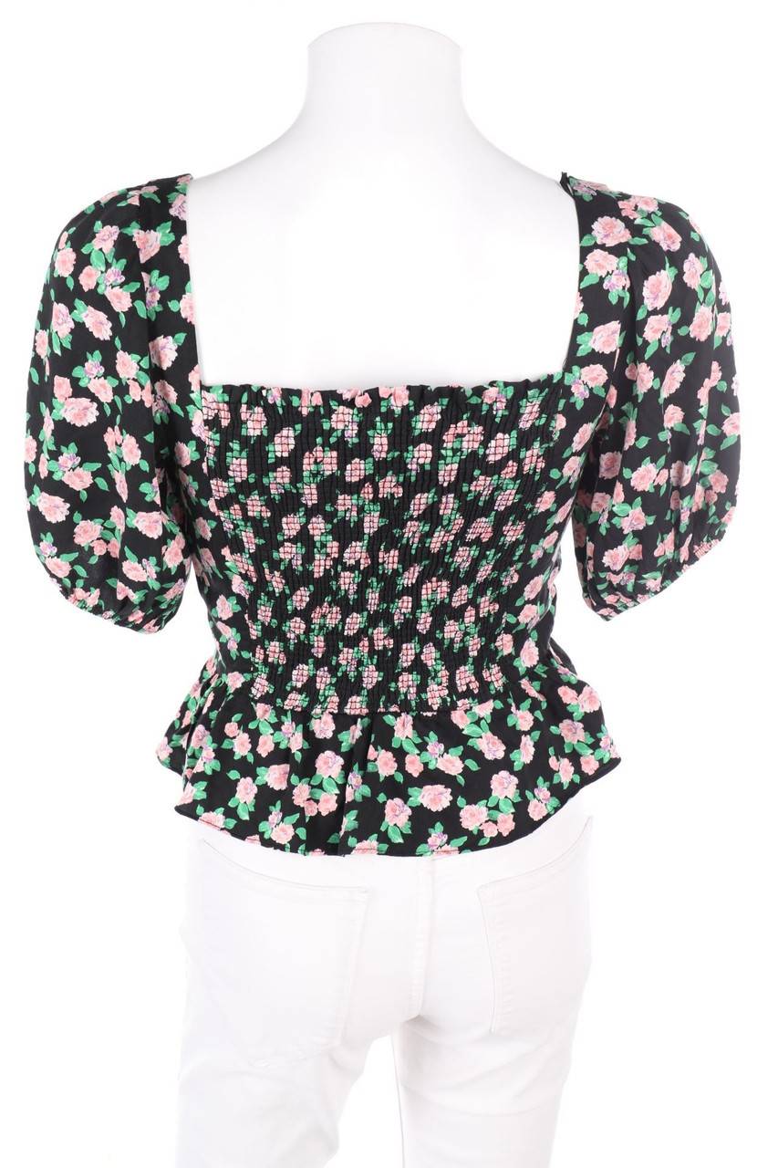 Carou ZARA Cropped-Kurzarm-Bluse mit Blumen-Print Preisnachlass