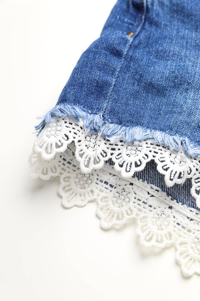 Carou AMISU Used Look Jeans-Shorts mit Spitze Super Rabatt