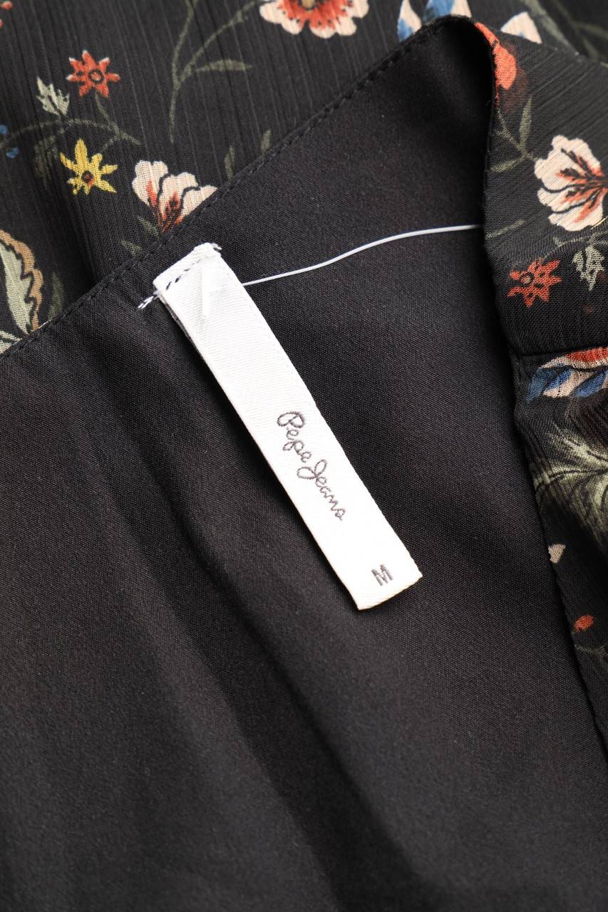Carou Pepe Jeans Chiffon-Midikleid in Wickel-Optik mit floralem Muster 50% Rabatt für begrenzte Zeit