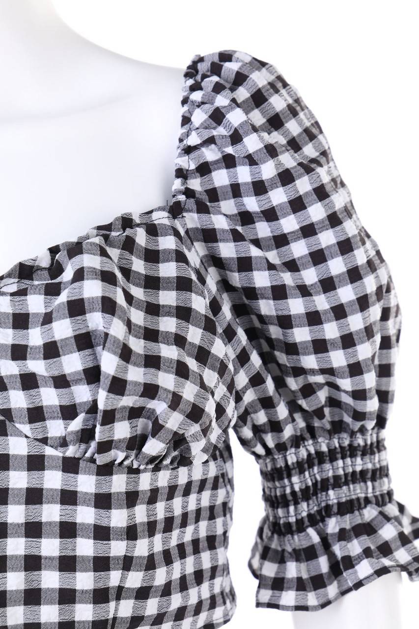Carou H&M DIVIDED Cropped-Kurzarm-Bluse mit Puffärmeln Weihnachtsangebot