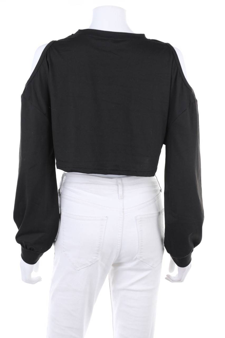 Carou Ohne Label Cold-Shoulder-Cropped-Shirt mit langem Ärmel Zeitlich begrenztes Angebot